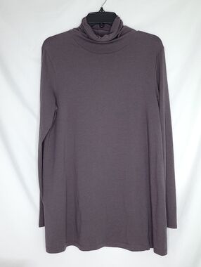 PERUVIAN CONNECTION Women's Gray Long Sleeve Turtleneck Tunic Top LARGE
